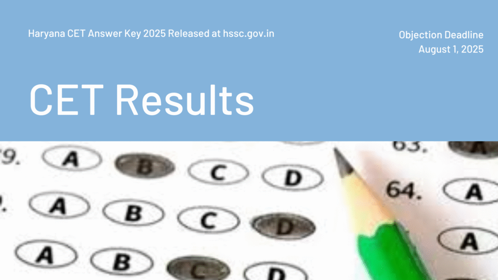 Haryana CET Answer Key 2025 Released at hssc.gov.in: Raise Objections Till August 1