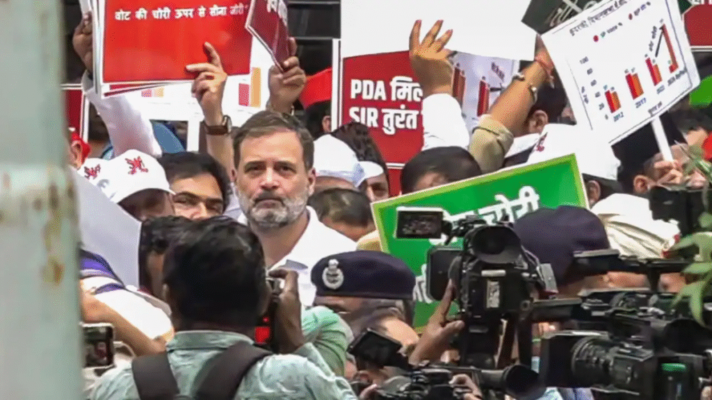 Rahul Gandhi and opposition leaders detained in Delhi: High drama during Election Commission march